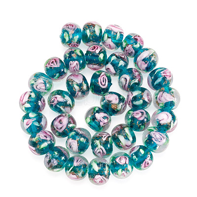 1 Strand Handmade Lampwork Inner Flower Rondelle Beads Strands LAMP-TA0002-72F-1