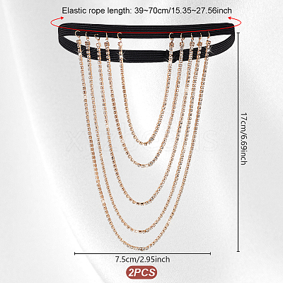 Tassel Alloy Crystal Rhinestone Thigh Chain for Women AJEW-WH0554-38A-1