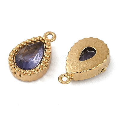 Ion Plating(IP) 304 Stainless Steel Micro Pave Cubic Zirconia Charms STAS-K256-20G-02-1