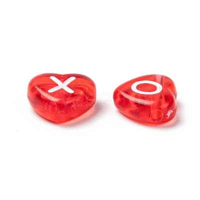 Transparent Acrylic Heart Horizontal Hole Letter Beads X-TACR-Q101-01-1