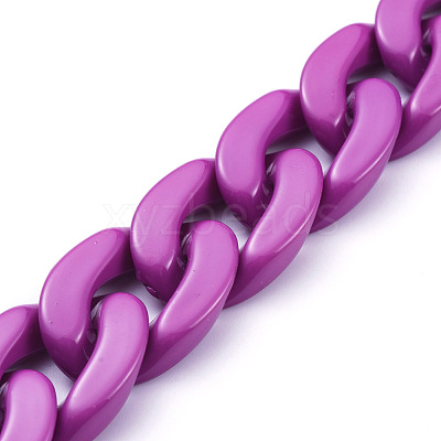 Handmade Opaque Acrylic Curb Chains AJEW-JB00564-03-1