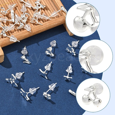2 Pairs Alloy Stud Earrings for Women EJEW-FS0001-27F-1