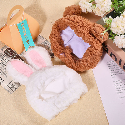 2Pcs 2 Styles Cute Cotton Warm Rabbit & Bear Hat AJEW-GL0002-57-1