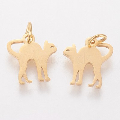 201 Stainless Steel Kitten Pendants STAS-S105-T465G-1