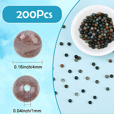 200Pcs Natural Indian Agate Beads G-SP0001-20A-1
