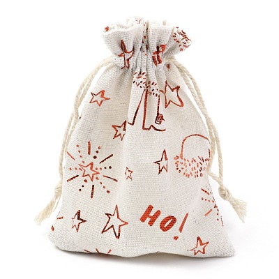 Christmas Theme Cotton Fabric Cloth Bag ABAG-H104-B15-1