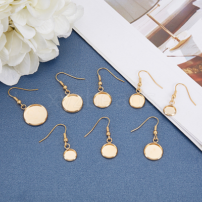 30Pcs 5 Style Flat Round Stainless Steel Dangle Earrings EJEW-UN0001-60-1