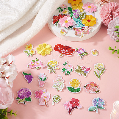 36Pcs Polyester Embroidery Cloth Iron On/Sew On Patches DIY-TA0013-07-1