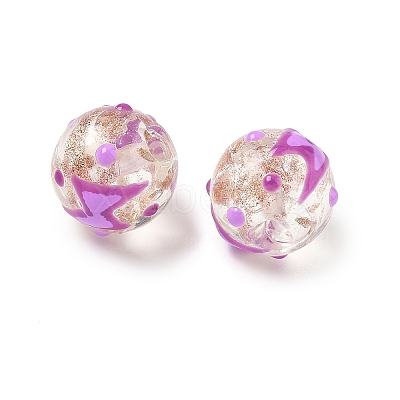 Luminous Handmade Enamel Gold Sand Glass Beads Strands LAMP-U004-08F-1