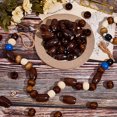 160Pcs 2 Styles Wood Beads WOOD-PA0001-31-1