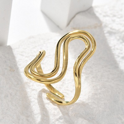 Wave 304 Stainless Steel Cuff Rings RJEW-C124-06B-G-1