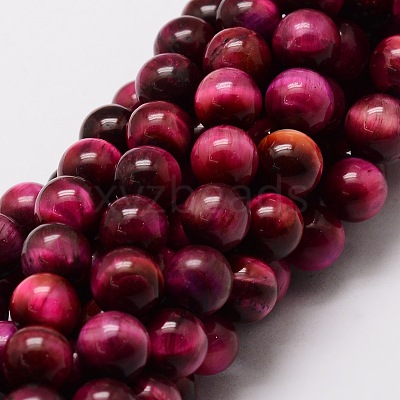 Natural Tiger Eye(Dyed & Heated) Round Beads Strands G-E329-6mm-40D-1