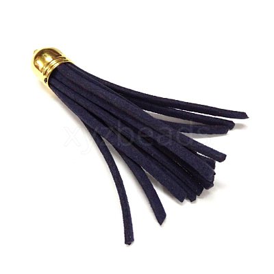 Golden Brass Suede Tassels for Cell Phone Straps Making X-FIND-H004-13G-1