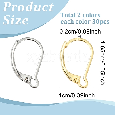 60Pcs 2 Colors 304 Stainless Steel Leverback Earring Findings STAS-YW0002-69-1