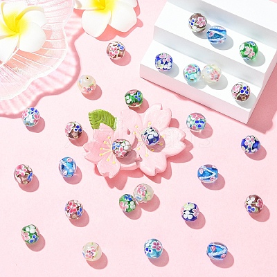 14Pcs 7 Colors Handmade Lampwork Beads LAMP-YW0004-09-1