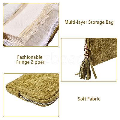 Velvet Jewelry Storage Zipper Bags with Tassel ABAG-WH0072-029-1