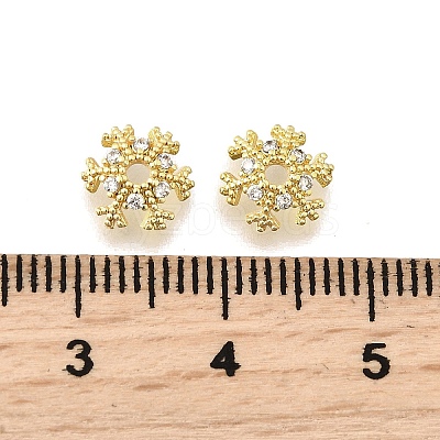 Snowflake Brass Micro Pave Clear Cubic Zirconia Bead Caps KK-K300-03A-G-1