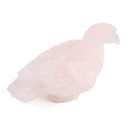 Natural Rose Quartz Carved Eagle Figurines Statues for Home Office Desktop Feng Shui Ornament G-Q172-10A-1