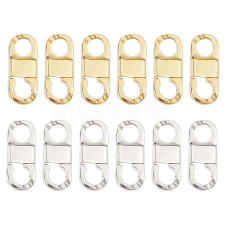 CHGCRAFT 12Pcs 2 Colors Rack Plating Brass Fold Over Clasps KK-CA0002-66-1