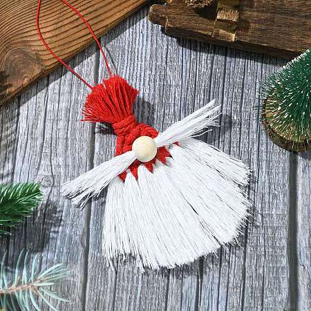 Handmade Macrame Cotton Santa Claus Pendant Decoration HJEW-JM02710-1