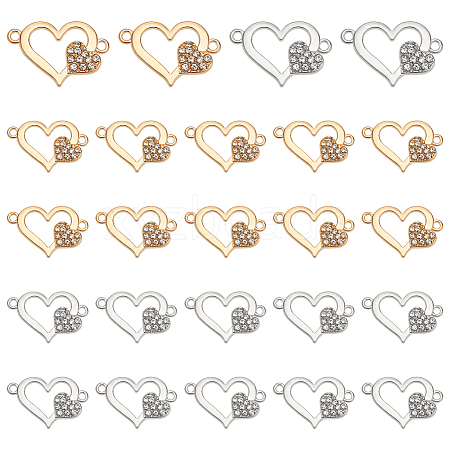48Pcs 2 Colors Alloy Rhinestone Links/Connectors FIND-UN0016-40-1
