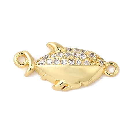 Rack Plating Brass Micro Pave Cubic Zirconia Connector Charms KK-P267-24G-1