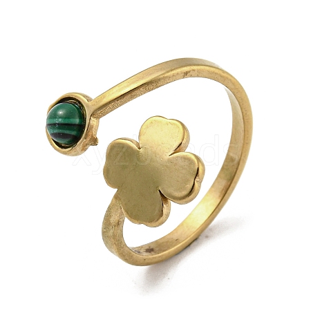 304 Stainless Steel with Synthetic Malachite Ring RJEW-Z031-01E-03-1