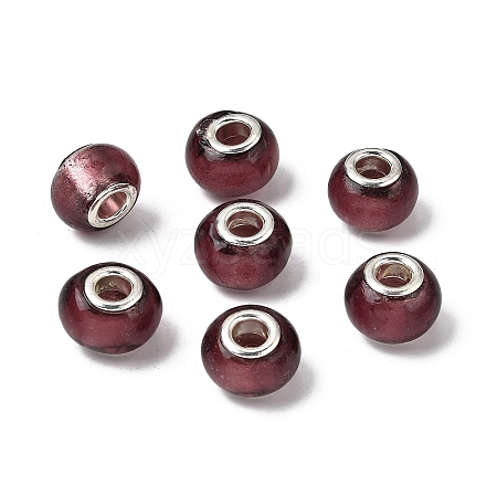 Handmade Silver Foil Glass European Beads LPDL-R008-02-1