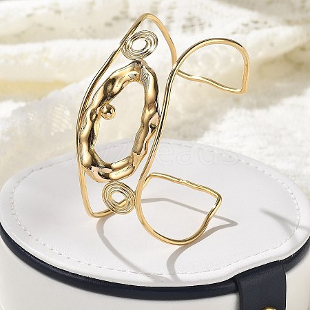 304 Stainless Steel Cuff Bangles for Women BJEW-Z091-05G-01-1