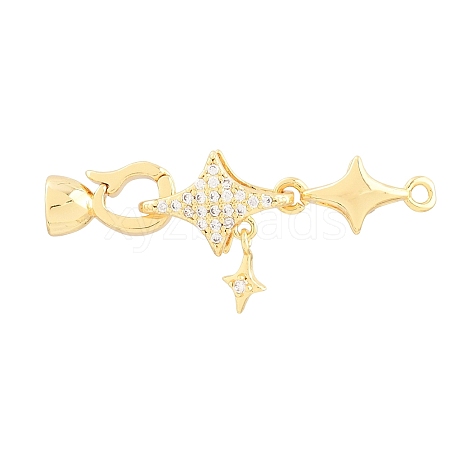 Brass Micro Pave Clear Cubic Zirconia Fold Oval Clasp KK-CBABC34-10G-1