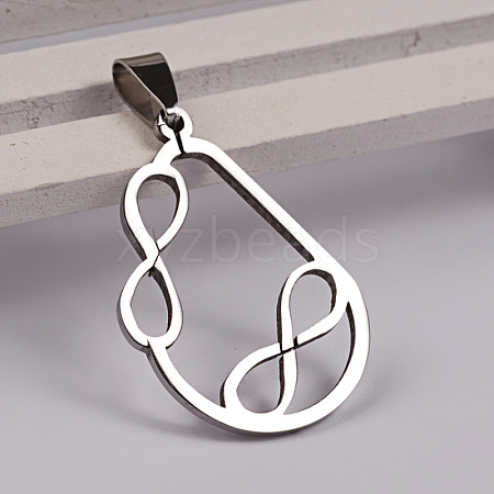 Drop with Infinity 201 Stainless Steel Pendants X-STAS-D130-12-1