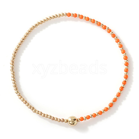 Glass Seed Beads & CCB Beads Stretch Bracelets TB4137-51-1