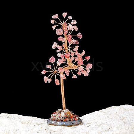 Natural Strawberry Quartz Chips Tree of Life Decorations PW-WG8B088-06-1