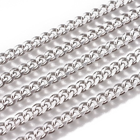 Non-Tarnish Handmade 304 Stainless Steel Curb Chains X-STAS-F229-07A-P-1