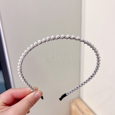 Alloy with Plastic Pearl Hair Bands PW-WG96FFC-02-1