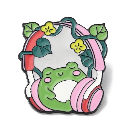 Cartoon Music Frog Alloy Brooches JEWB-I032-10EB-04-1