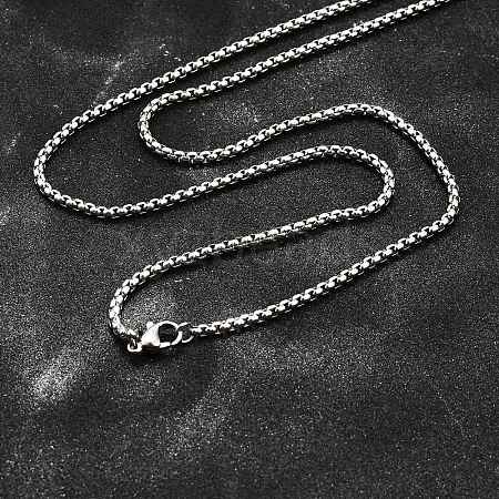 Tarnish Resistant 304 Stainless Steel Box Chain Necklaces NJEW-P244-01P-1