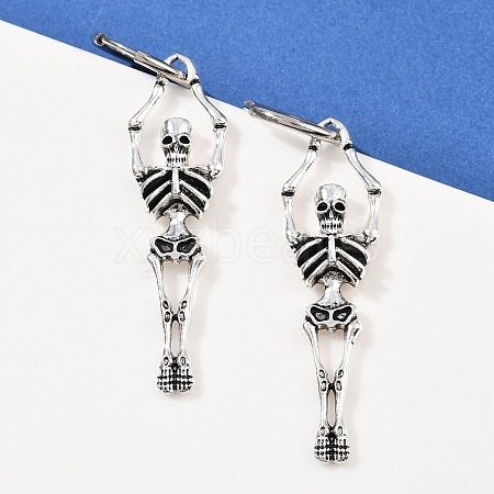 Alloy Skeleton Hoop Earrings EJEW-Z132-01AS-1