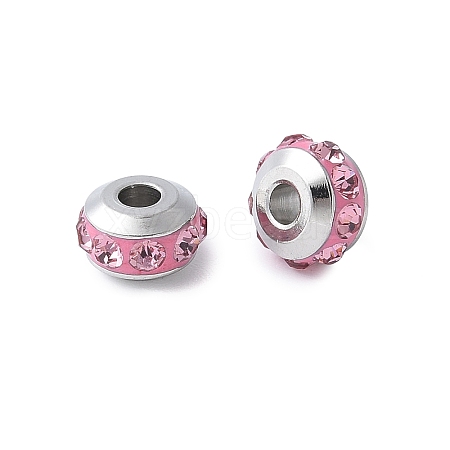304 Stainless Steel Polymer Clay Rhinestone Beads STAS-Q038-01D-1
