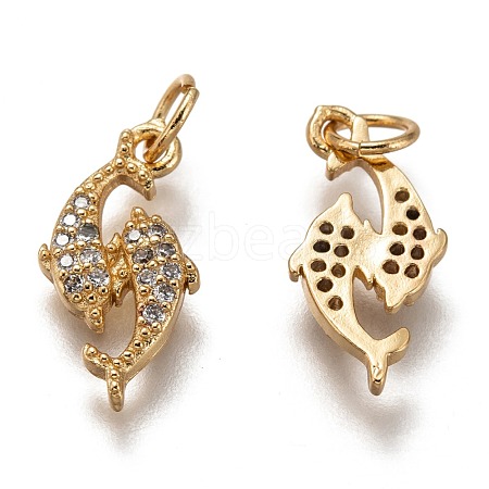 Brass Micro Pave Clear Cubic Zirconia Pendants ZIRC-B002-63G-1