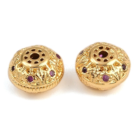 Brass Micro Pave Cubic Zirconia Beads KK-F910-05G-1