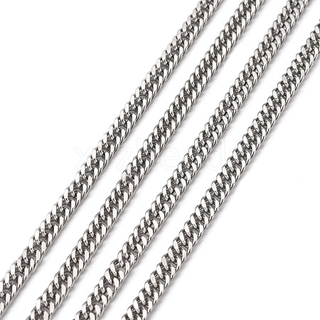 Tarnish Resistant Men's Jewelry Making 304 Stainless Steel Double Link Curb Chains CHS-A003C-1.0mm-1