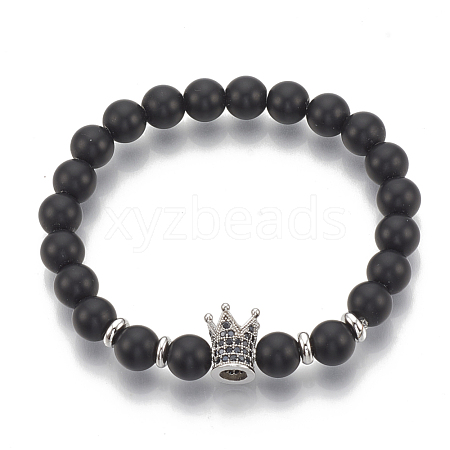 Synthetic Lava Rock Stretch Bracelets ZIRC-T006-23P-02-1