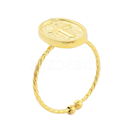 Real 18K Gold Plated 304 Stainless Steel Open Cuff Rings for Women RJEW-B061-02G-07-1