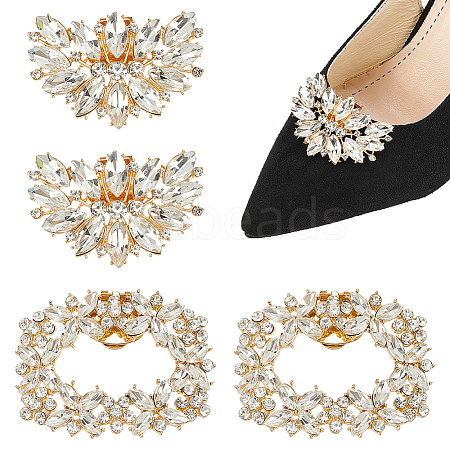 WADORN 4Pcs 2 Styles Glass Rhinestone Shoe Decoration AJEW-WR0002-39-1