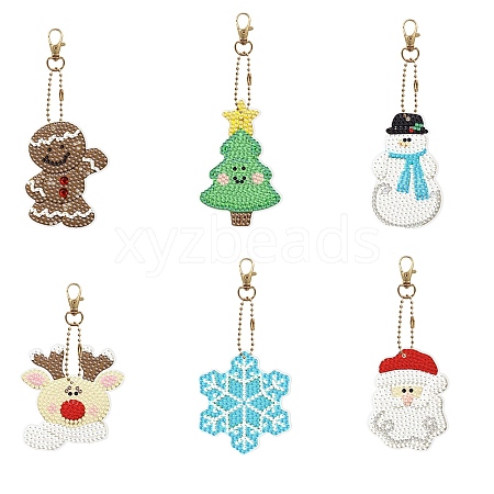 Christmas DIY Diamond Painting Keychain Kits DIAM-PW0010-67P-1