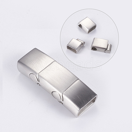 Tarnish Resistant 304 Stainless Steel Magnetic Clasps with Glue-in Ends STAS-G163-70P-1