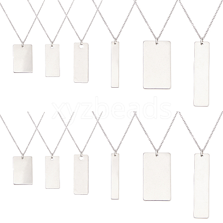 DIY Stainless Steel Rectangle Charm Necklaces Making Kits DIY-HS0001-86-1