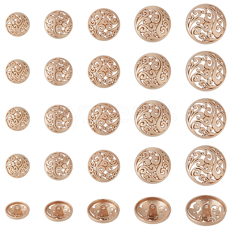 Olycraft 25Pcs 5 Styles 1-Hole Retro Zinc Alloy Shank Buttons BUTT-OC0001-57C-1