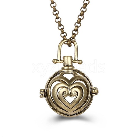 Angel Wing Alloy Aromatherapy Bead Cage Pendant Oil Necklace Heart Hollow Necklaces XV8359-10-1